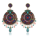 Bohemian Multicolor Metal Earrings For Women